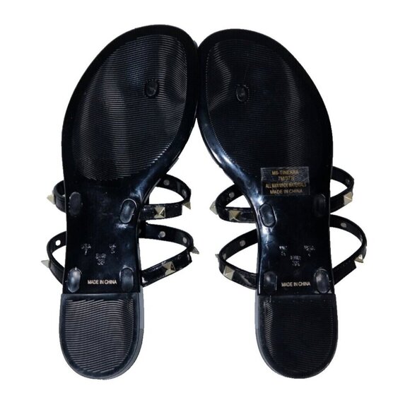 Mix No.6 Women's US 7 Black Studded Jelly Cage Sandals Slip-On Thong Shoes NWOT - Picture 5 of 7